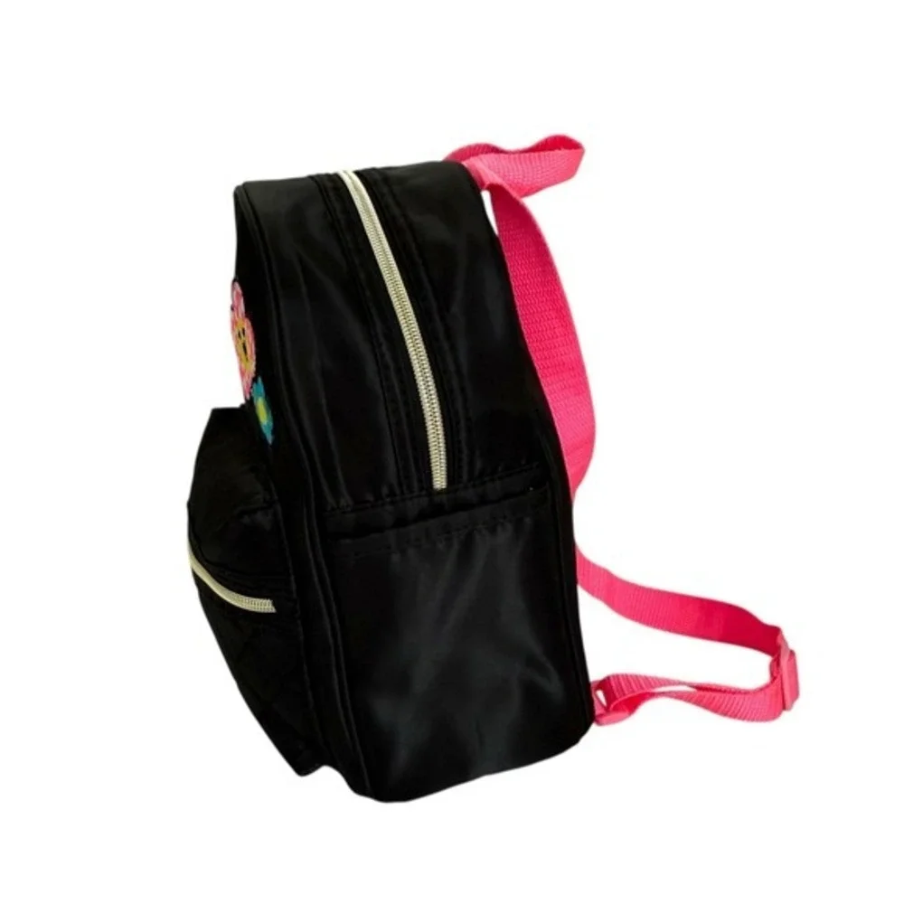 Claire's Checkered Daisy Patch Black Quilted‎ Mini Backpack